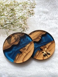 High Quality Handmade Resin Wooden Coasters Modern Coasters Resin Wood Custom Coasters <b>Low</b> Price 4 pcs set - Product Image 3