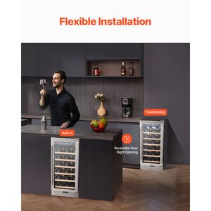 Frigorifero per Vini da 28 Bottiglie, Mini Frigo con Porta in Vetro Regolabile e Controllo Digitale della Temperatura, Alimentazione Elettrica - Product Image 5