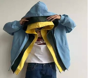 เสื้อฮู้ดดี้ผู้ชายแบบหนาพิเศษ พรีเมียม คุณภาพสูง ผลิตตามสั่ง ขายส่ง ลายพิมพ์ดิจิทัล ซิปสามชั้น สำหรับฤดูหนาว สไตล์สตรีทแฟชั่น - Product Image 2