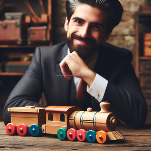 โมเดลรถขนของเล่นรถไฟไม้ของเล่นแบบใช้มือดันรถไฟของเล่นสำหรับเด็กชายหญิง1-3ปี - Product Image 1