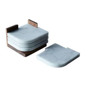 ที่รองแก้วหินอ่อนกันลื่นทนความร้อนพร้อมที่วางโลหะสำหรับห้องครัว - Product Image 1