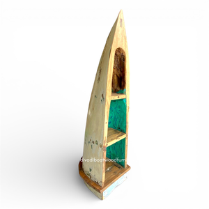 Étagère de rangement ou bibliothèque en bois de bateau récupéré couleur naturelle pour la décoration de maison, villa, complexe hôtelier, mobilier de gros - Product Image 1
