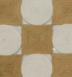 Tapis en jute tressé fait main à carreaux style bohème, rond ou carré, en fibres naturelles, pour une décoration intérieure rustique chic - Product Image 5