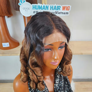 Perruques et extensions de cheveux humains vierges bruts vietnamiens en gros pour tresses sans colle, boucles rebondissantes, closure 5x5, couleur marron ombré - Product Image 4