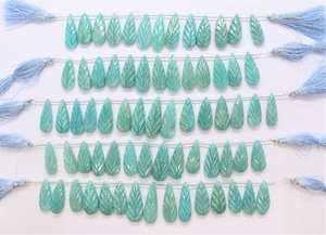 Cuentas de Amazonita Curvadas a Mano en Forma de Pera Larga, 10x28-12x32MM, Cuentas de Amazonita en Forma de Pera de 8 Pulgadas - Product Image 2