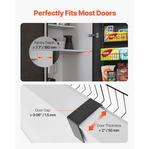 Organizzatore da appendere sopra la porta a 9 livelli in acciaio resistente, salvaspazio, regolabile per dispensa e parete - Product Image 4