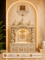Temple domestique en teck blanc et or de style moderne avec armoires de rangement