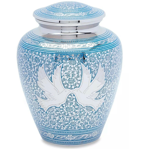 Urna Conmemorativa de Cremación para Adultos, Estilo Americano/Europeo, con Grabado Completo de Hojas en Plata y Latón, para Guardar Cenizas - Product Image 4