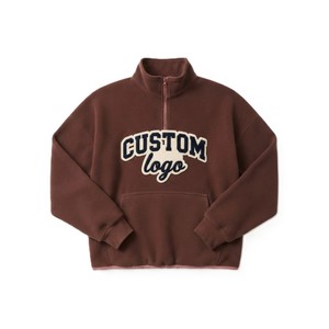 Trendy Polar Fleece Women's Quarter Zip Stand Collar <b>Jumper</b> Custom Applique Logo Heavyweight Hoodies Winter Warm Fleece <b>Pullover</b> - Product Image 2