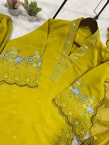 Precious Color Grace Full New Design <b>Fur</b> V Neck Style 3 Piece Salwar Kameez Winter Party Reasonable Price - Product Image 6