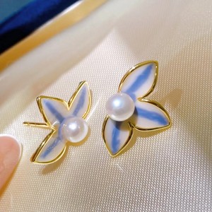 Oferta Especial, Pendientes de Perlas de Agua Dulce con Forma de Trébol Azul de 4-5 mm, Joyería Recién Llegada, Oferta Especial, Pendientes de Trébol Azul - Product Image 3