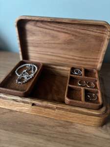 Premium Handmade Walnut Solid Wood Jewelry <b>Box</b> Luxury Organizer Sealed Adjustable Compartments Anti Tarnish Storage natural <b>Pine</b> - Product Image 2