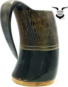 Mug en corne de bœuf véritable poli, durable et moderne, avec poignée, idéal pour les fêtes Renaissance, les cadeaux, le cosplay ou la collection de bar. - Product Image 3