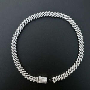 Bracelet micro-encastré en moissanite style Miami Cuban Link, coupe brillante ronde, en argent, style hip-hop, bijoux de luxe glacés - Product Image 5