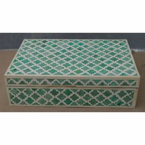 <b>MN</b> EXPORTS Handmade Bone Inlay Classic Rectangle Coffee Table with Square Pattern for Premium Living Room Storage <b>Furniture</b> - Product Image 1