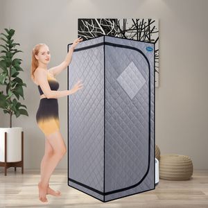 Tenda Sauna a Vapore Portatile Grigia - Dimensioni Standard per Spa Personale Domestica, Include Generatore di Vapore, Telecomando, Sedia Pieghevole, Timer in PVC - Product Image 1