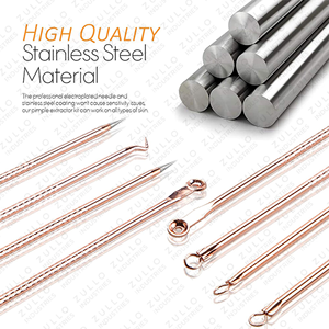 เครื่องมือทำความสะอาดรูขุมขนและกำจัดสิวบนใบหน้าแบบพรีเมียมทำจากสแตนเลสสตีล – ชุดเครื่องมือดูแลผิวหน้าขั้นสูง 4 ชิ้นสำหรับการสกัดสิว - Product Image 1