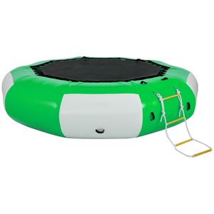 Trampolín Acuático Inflable de 10 pies con Escalera, Verde y Blanco, Personalizable, para Recreación Acuática - Product Image 4