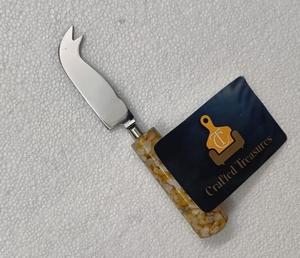 Elegant Style Cheese Spreder Knife Epoxy Resin & Terrazzo Handle Design Butter Spreader Knives Tableware Kitchenware Accessories - Product Image 2
