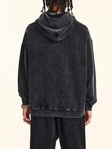 เสื้อฮู้ดผู้ชายแบบกำหนดเอง OEM ผ้าฟลีซ มีกระเป๋า ดีไซน์ย้อมสีแบบแอซิดวอช สไตล์เรโทร สตรีทแฟชั่น เสื้อกันหนาว - Product Image 5