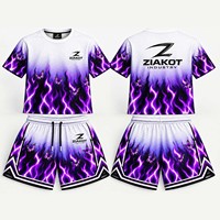 Ensemble d'uniformes de basketball personnalisés pour hommes – Maillot sans manches et short imprimés flamme papillon, en maille respirante, sublimation, tenue d'équipe