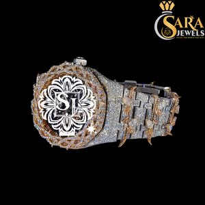Reloj de Diamantes Moissanite con Incrustaciones de Oro Elegante y de Alta Gama para Celebraciones y Estilo Hip Hop, Disponible para Exportación - Product Image 3