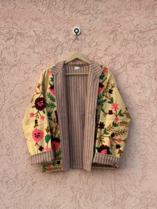 Chaqueta de lona con diseño de pato, hecha a mano, con bordado floral de algodón estilo Suzani, a prueba de viento, para mujer, estilo invierno, regalo para ella. - Product Image 6