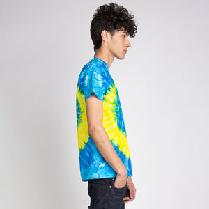 T-shirt décontracté en jersey tie-dye personnalisé avec logo imprimé, 100 % coton écologique, manches courtes, vierge, pour la vente en gros - Product Image 2