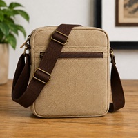 Sac messager en toile, petit format, fermeture éclair, poches avant durables avec boutons, utilisation quotidienne toutes saisons