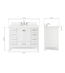 Mueble de Baño Abigail de 43 Pulgadas, Directo de Fábrica, Color Blanco, Lavabo Individual, Encimera de Cuarzo Blanco Puro Opcional, Directo de Fábrica Vietnam - Product Image 6