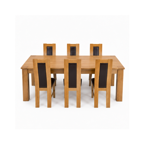 Ensemble de salle à manger en teck artisanal de luxe ARTERRA, table rectangulaire moderne, chaises en cuir pour restaurant - Product Image 2