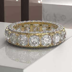 Anillo de Eternidad Completo con Corte Cojín, Anillo de Moissanita de Oro Sólido para Mujer, Anillo de Aniversario, Banda de Eternidad de Moissanita, Banda de Boda para Mujer - Product Image 1