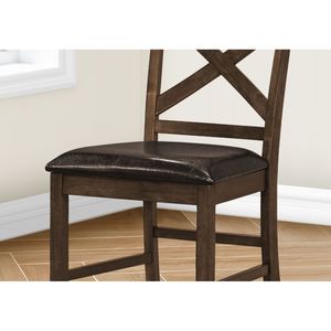 Ensemble de 2 chaises de salle à manger rembourrées en similicuir brun noyer foncé, hauteur 44 pouces, pour salle à manger et cuisine - Product Image 2