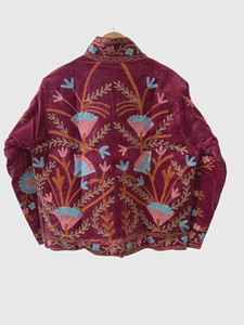 Veste en coton brodée à la main à motifs floraux, col mandarin, manches longues, grande taille, style chic prairie pour femmes, automne - Product Image 2