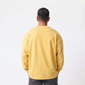 T-shirt à manches longues pour homme, col rond, coupe ample, en coton épais, épaules tombantes, style streetwear, imprimé - Product Image 3