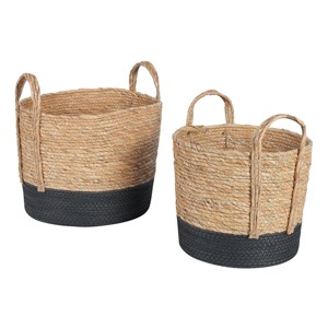 Panier de rangement en jonc de mer tressé naturel avec poignées, style rustique, panier en jonc de mer pour la décoration et l'organisation de la maison - Product Image 6