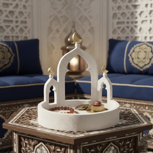 Plateau en céramique blanche de qualité supérieure, idéal pour servir des collations, des friandises et des décorations pour la maison pendant le Ramadan et l'Aïd, provenant d'Inde. - Product Image 2