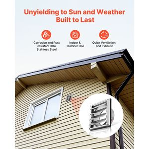 Copertura per Bocchetta di Ventilazione a Parete Quadrata con Lamelle in Acciaio Inossidabile Premium da 6 Pollici con Guarnizione in Gomma Fonoassorbente - Product Image 3