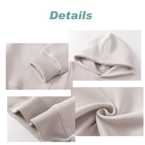 Logo Embroidery Men's Track Suit Top Blank Solid Knitted Hooded Sweatshirts for <b>Boys</b> Girls Loose Style - Product Image 4