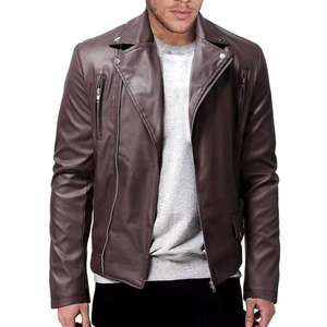 Veste d'hiver en cuir de mouton pour homme de haute qualité, respirante, coupe-vent, col montant, logo sur le devant, prix abordable - Product Image 3