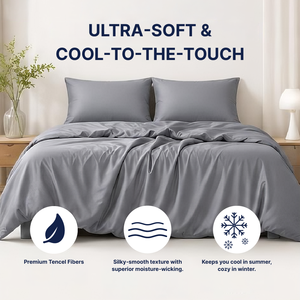 VINABEDDING ขายส่ง OEM/ODM ชุดเครื่องนอนหรูหรา 100% เทนเซล 4 ชิ้น ขนาดฟรีไซส์ ผ้าปูที่นอน ปลอกผ้านวม ปลอกหมอน - Product Image 2