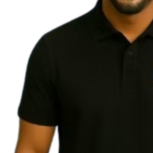 Polo brodé noir pour homme, décontracté, à manches courtes, pour le quotidien, uniforme professionnel, vêtement confortable pour un style de vie actif - Product Image 5
