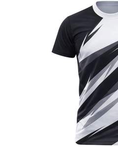 Camiseta Deportiva Personalizada para Hombre, Negra y Blanca, de Secado Rápido, Poliéster, Estampado Personalizado, Manga Corta, para Gimnasio, Running y Entrenamiento - Product Image 3