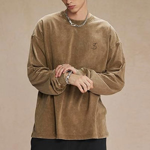 OEM Service Custom Made Basics Acid Wash Sweatshirt Wholesale Light Weight Men Acid Wash Sweatshirt For Sale - Product Image 3