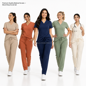 Custom Woven Label Side Pocket <b>Jogger</b> Cuff Stretch Medical <b>Scrub</b> Uniform Set Breathable Stretch Fabric For Medical Supplier - Product Image 1