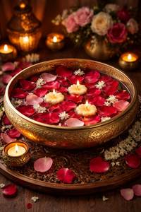 Beautiful Metal <b>Candle</b> Bowl With <b>Floating</b> <b>Candle</b> Design For Festive Decoration And Warm Lighting Experience - Product Image 2