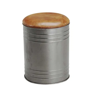 Round Metal Drum <b>Stool</b> with Lattice Design Industrial Modern Home Furniture for Living Room <b>Storage</b> Ottoman Galvanized <b>Stools</b> - Product Image 5