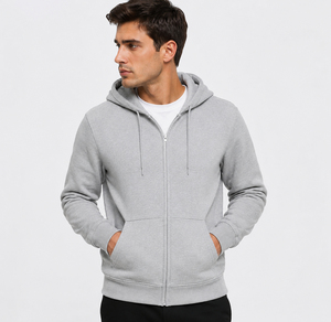 Men's relaxed zip hoodie made with smooth breathable fabric offering flexible comfort and clean street inspired daily wear - Product Image 3