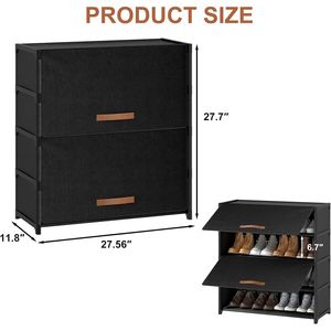 Zapatero Negro de 5 Niveles con Puerta, Organizador de Plástico para 20 Pares de Zapatos, Estantes para Zapatos Negros para Armario - Product Image 3