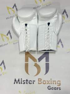 Gants de boxe sur mesure de haute qualité, en cuir de vachette véritable, à lacets, pour l'entraînement et le sparring - Product Image 4